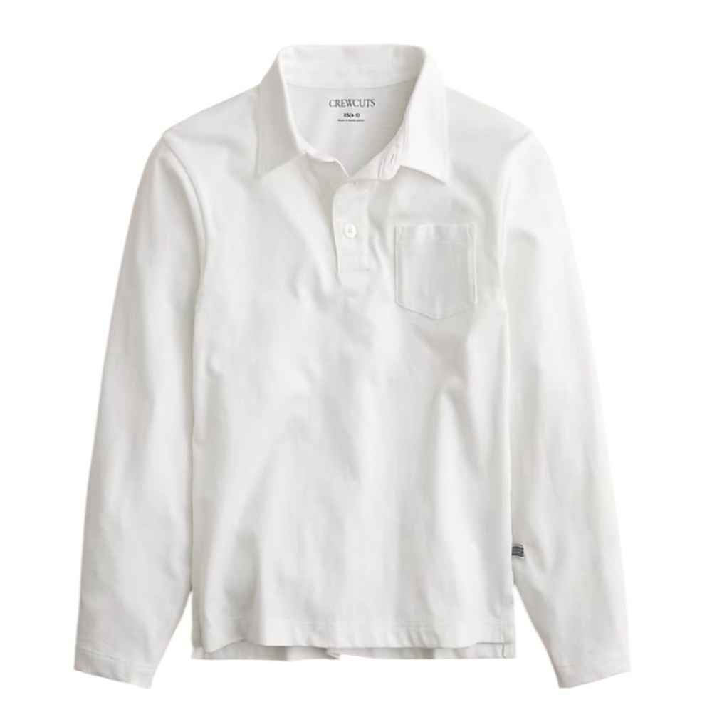 CREWCUTS Boys' garment-dyed long-sleeve polo shirt broken-in-jersey size Large